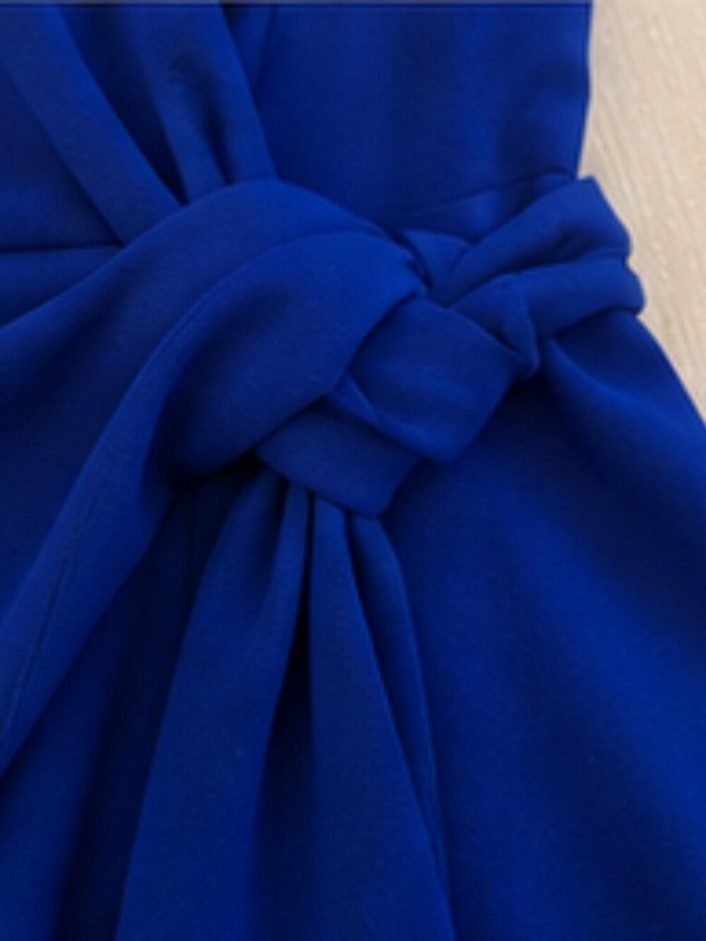 Tahari Royal Blue A-Line Dress Faux Wrap Tie Waist Sleeveless Size 10 - Picture 6 of 9